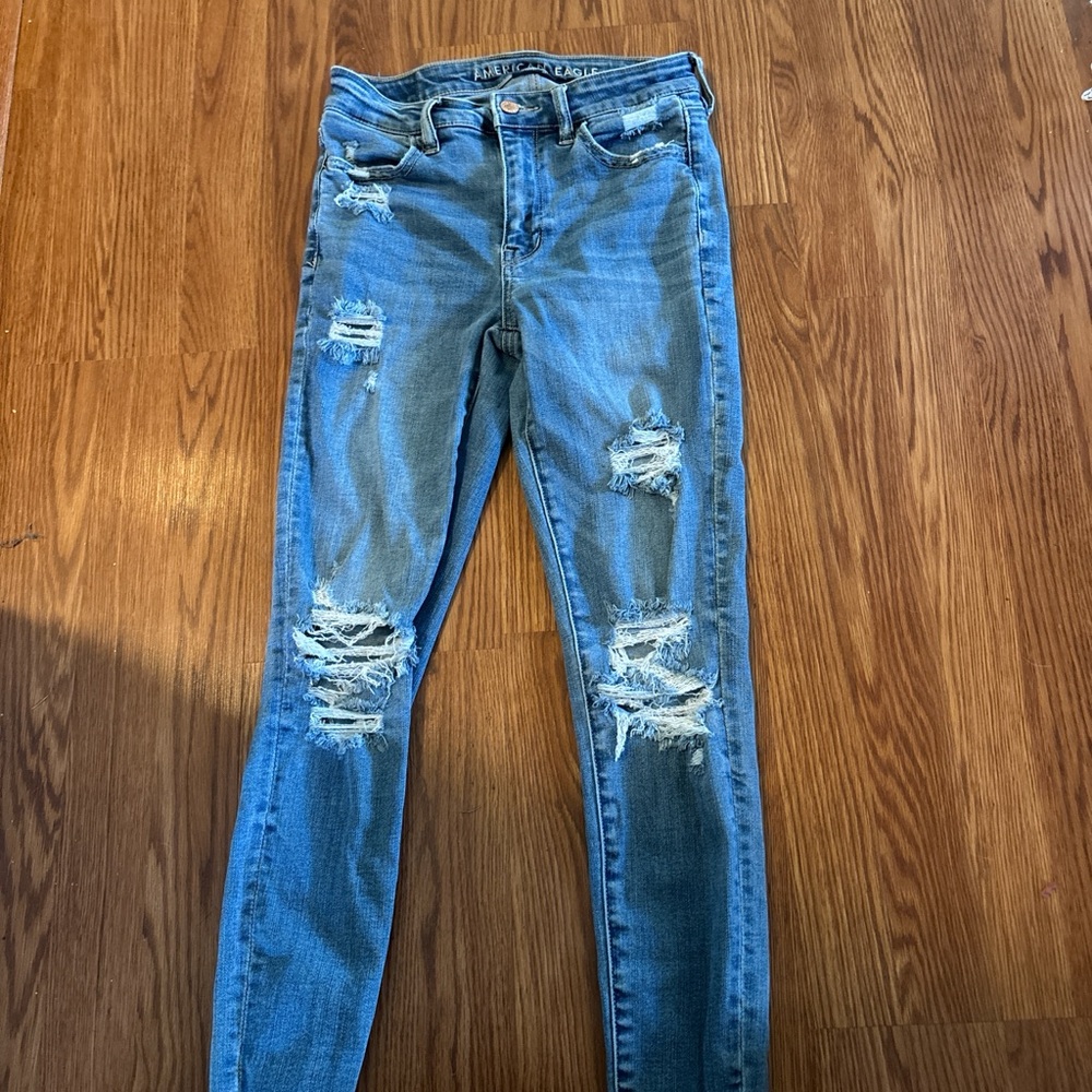 American Eagle Outfitters Ripped Blue Skinny Jeans